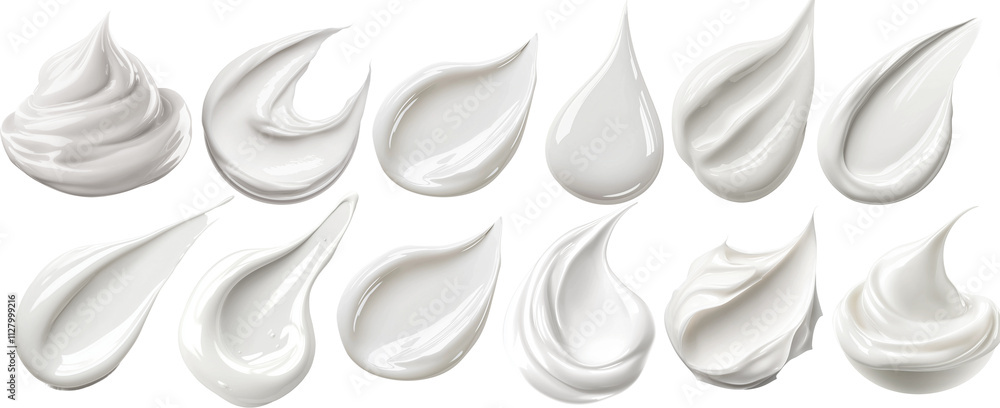 Obraz  White beauty cream smear smudge isolated on white background. Cosmetic skincare product texture.