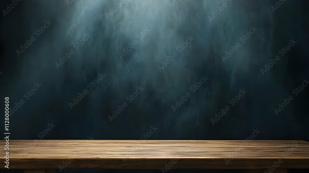 Dark Abstract Background with Wooden Table Dark Abstract Background with Wooden Table