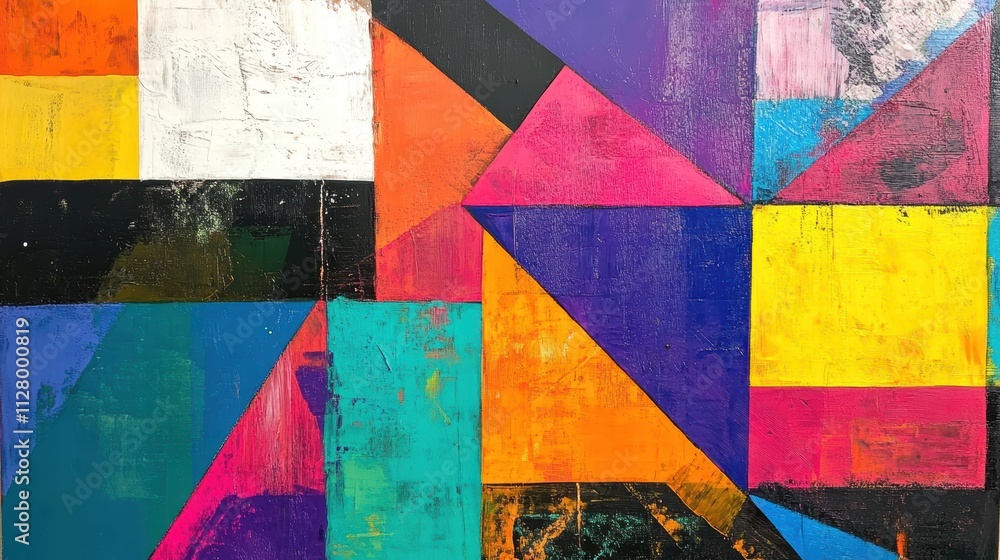 Fototapeta premium Colorful Abstract Geometric Art with Bold Shapes and Vivid Tones