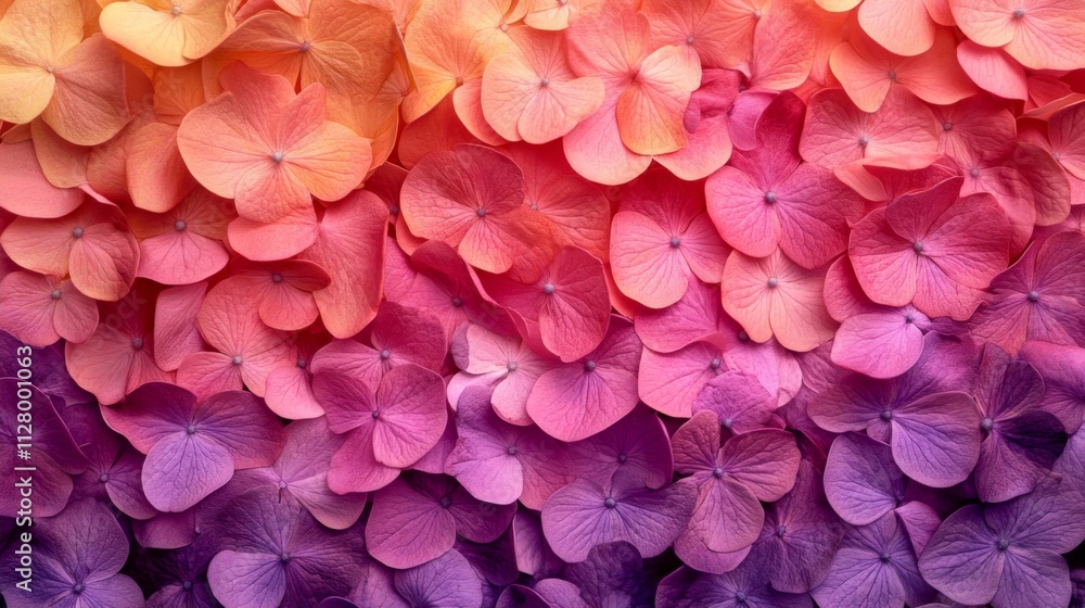 Colorful Hydrangea Petals Gradient Displaying a Vibrant Hue Colorful Hydrangea Petals Gradient Displaying a Vibrant Hue