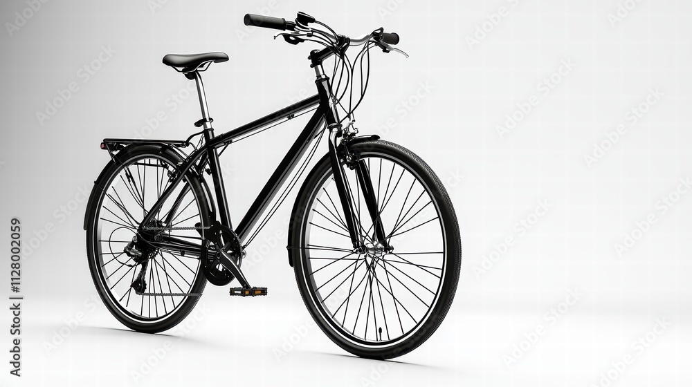 Fototapeta premium Sleek Black Bicycle on Minimalist Background for Modern Lifestyle