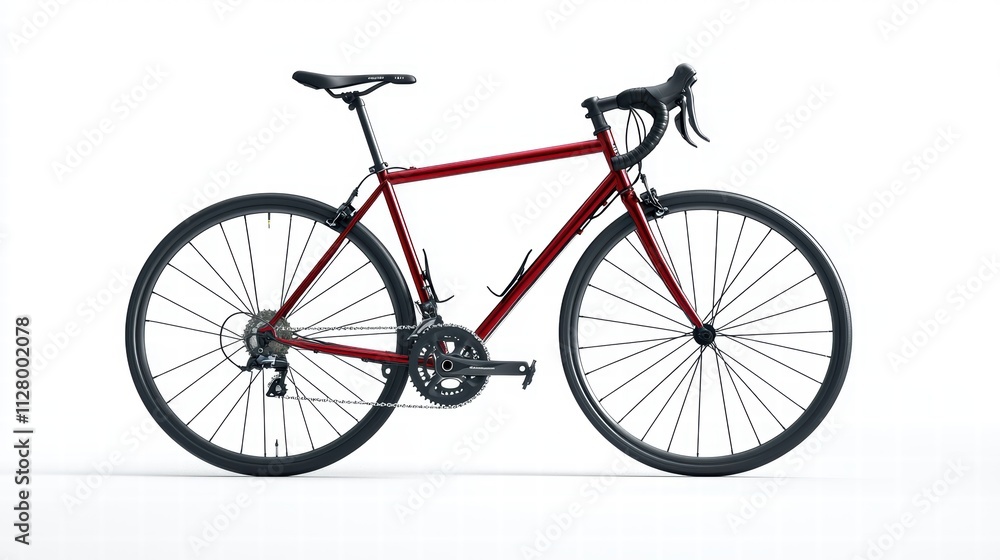 Fototapeta premium Red Road Bicycle Isolated on White Background for Sport Enthusiasts