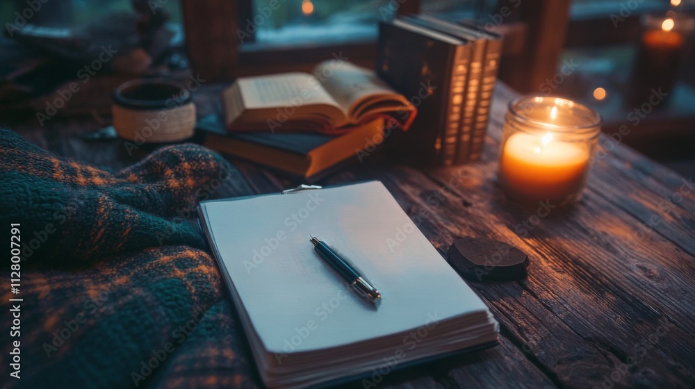 Cozy Reading Nook With Blank Notebook And Pen Cozy Reading Nook With Blank Notebook And Pen