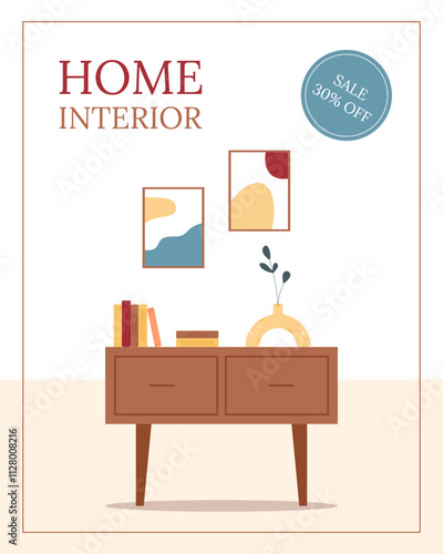 Modern flyer design with chest of drawers