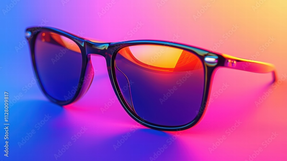 Stylish Sunglasses on Colorful Gradient Background Design Stylish Sunglasses on Colorful Gradient Background Design