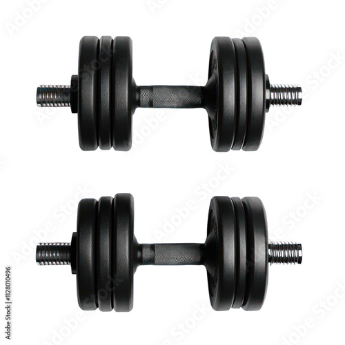 Two Dumbbells on Black Background