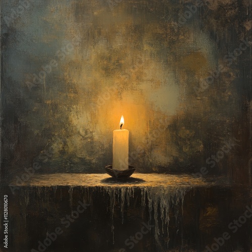 Illuminating Solitude: a Single Candle Casting Warmth in a Tranquil, Darkened Space