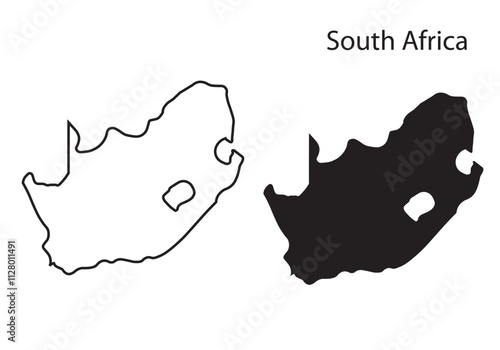 South Africa map vector illustration, South Africa map silhouette, South Africa country
