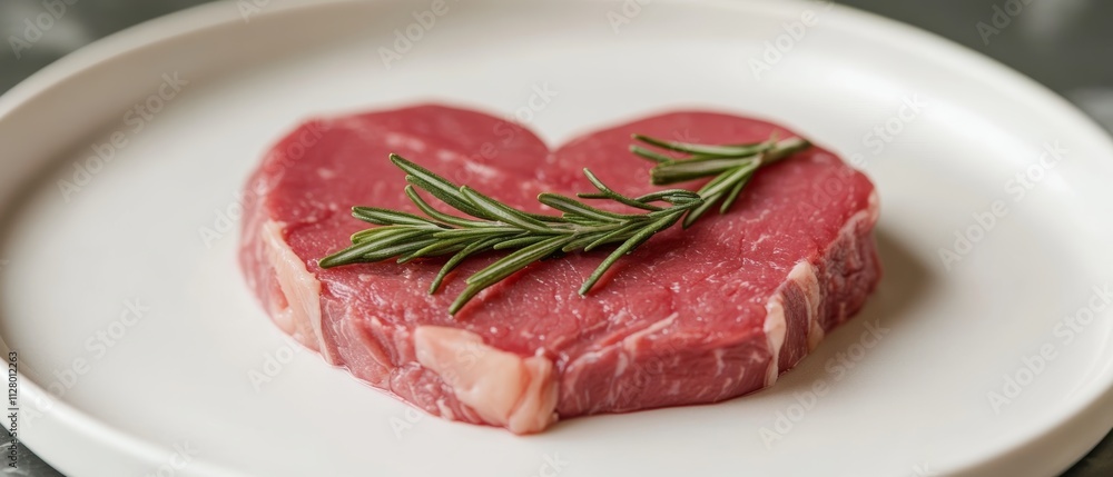 close-up shot of sliced steak with rosemary topping close-up shot of sliced steak with rosemary topping