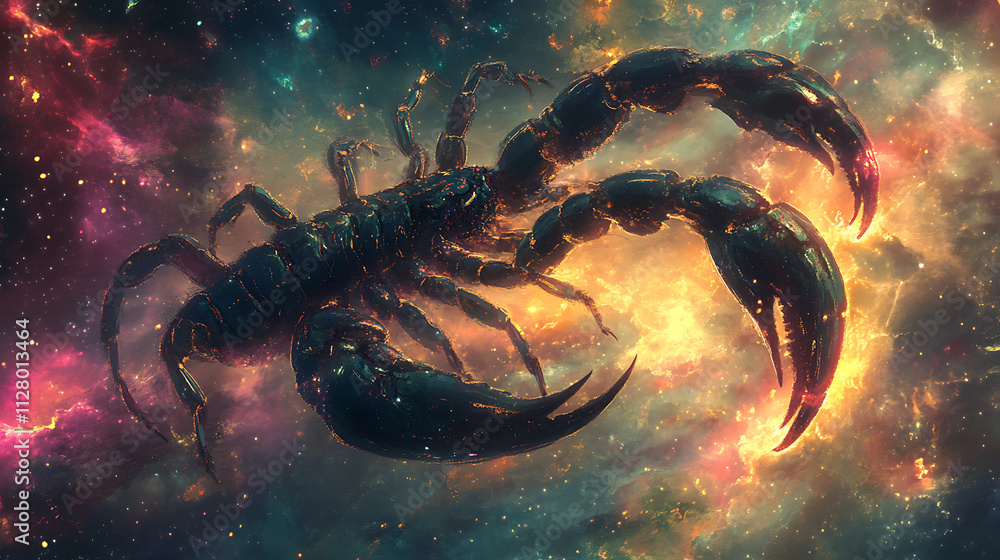 artistic representation of Scorpio, scorpion in space artistic representation of Scorpio, scorpion in space