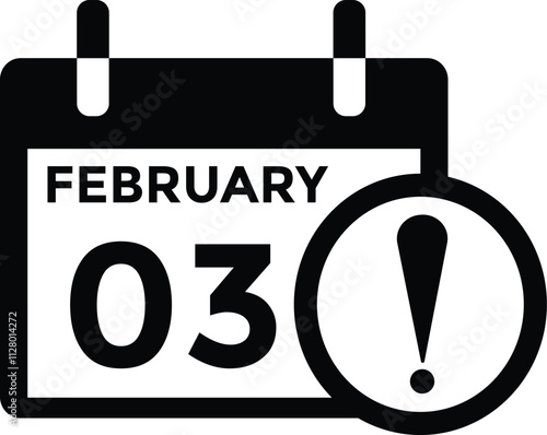 January 3 Calendar Day or Calender Date for Deadlines or Appointment. Calendar vector icon. Deadline. Date. 
