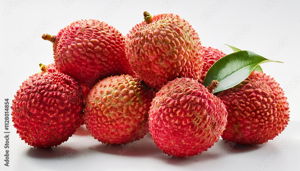 Bunch of Red Lychee fruit isolated on white background Bunch of Red Lychee fruit isolated on white background
