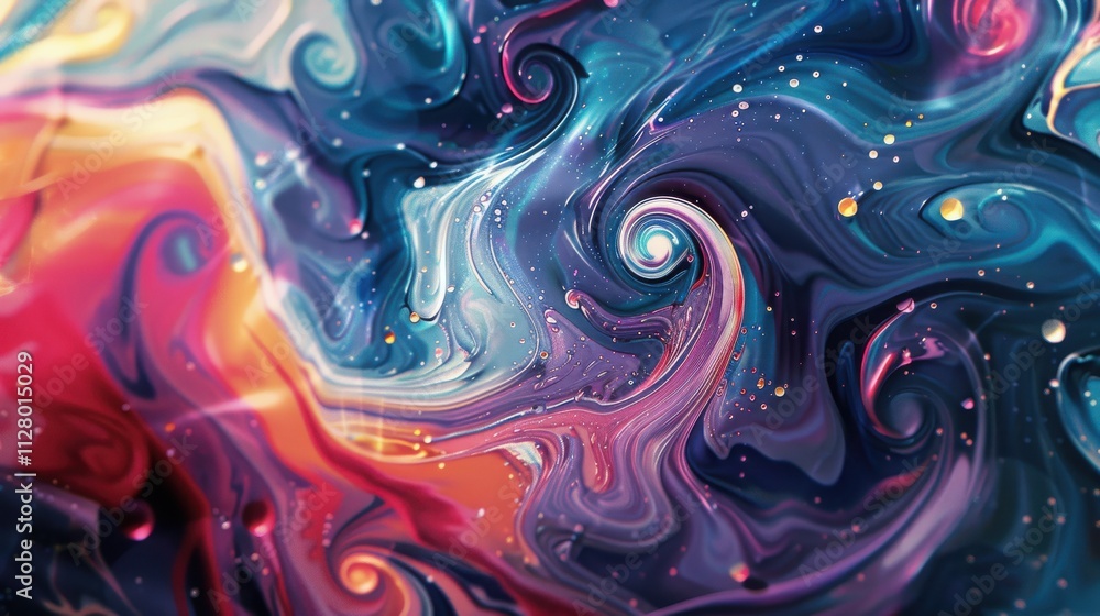 Obraz premium Abstract Swirling Colors Paint Cosmic Nebula