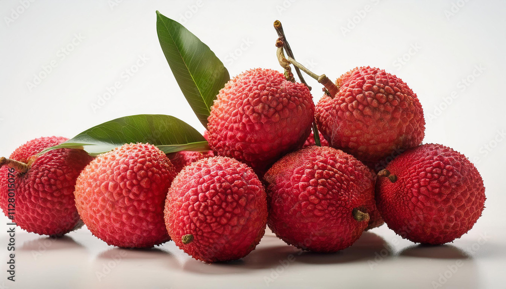 Bunch of Red Lychee fruit isolated on white background Bunch of Red Lychee fruit isolated on white background