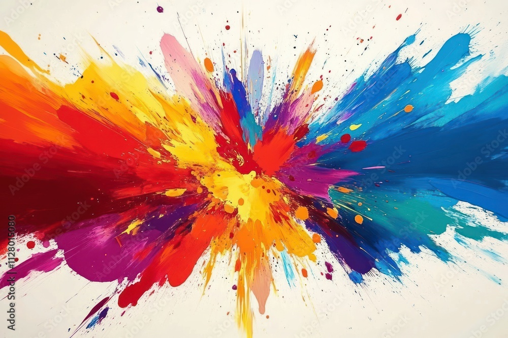 Fototapeta premium Abstract Expressionist Color Splash Background with Dynamic Movement in Blue Red Yellow