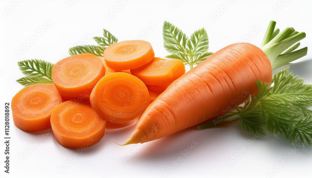 carrots and slices isolated on white background carrots and slices isolated on white background