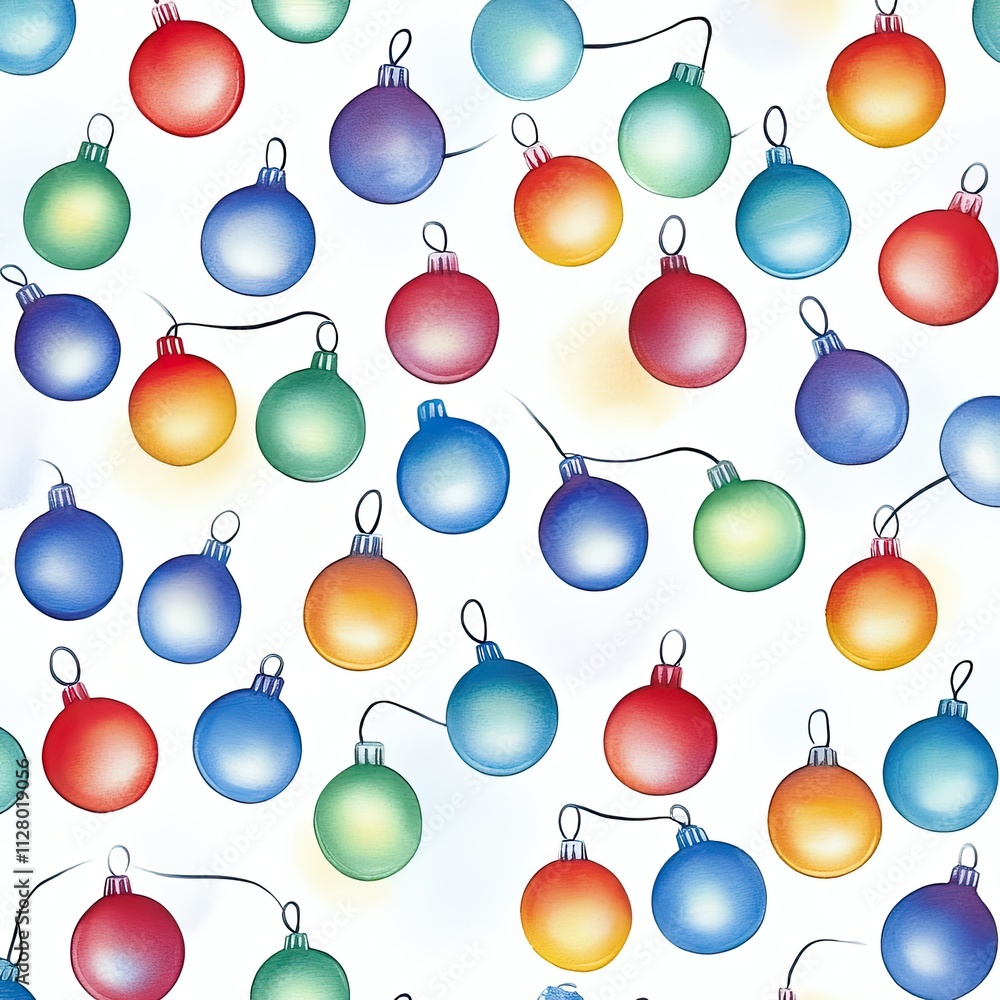 Vibrant holiday ornaments festive decor digital pattern cheerful atmosphere close-up view seasonal celebration design