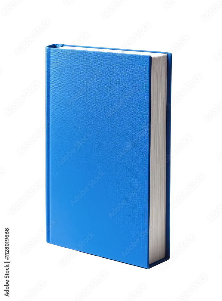 A blue book cover, standing upright isolated PNG on a white background, front view A blue book cover, standing upright isolated PNG on a white background, front view