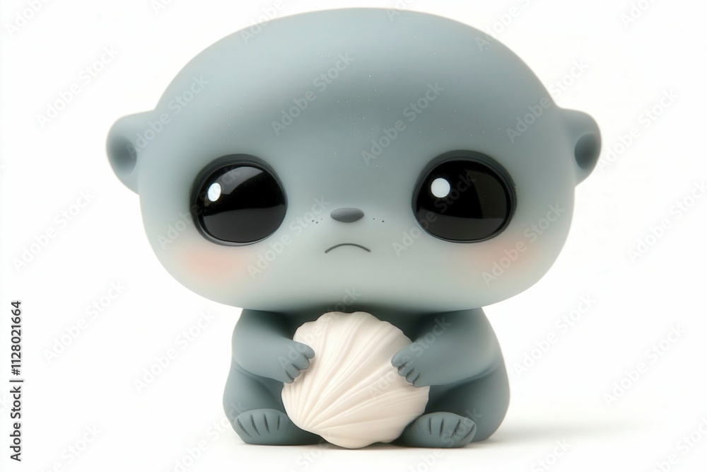 Cute Gray Otter Holding a Shell Toy Cute Gray Otter Holding a Shell Toy