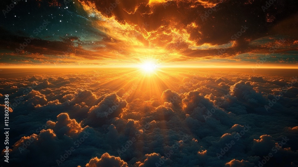 Fototapeta premium Celestial Dawn: The Genesis of Light and Creation