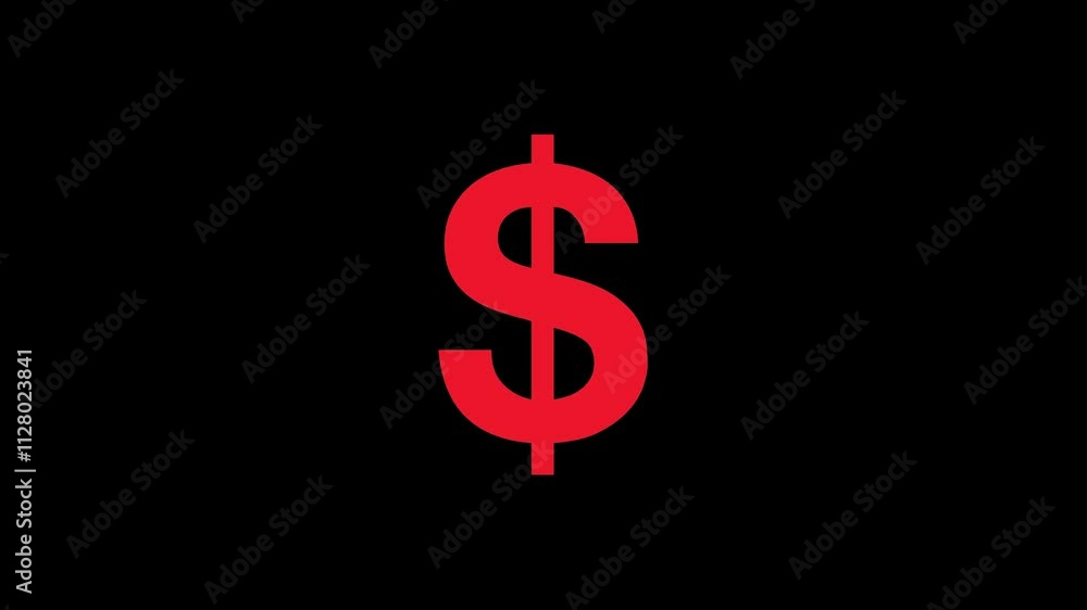 Loop able Dollar on Black Background with Red White Flickering Neon Effect Animation Loop able Dollar on Black Background with Red White Flickering Neon Effect Animation