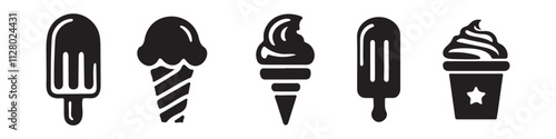 ice cream icons set vector illustration on white background.