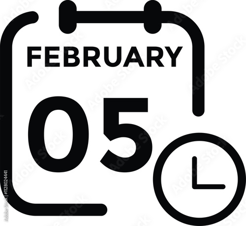 February 5 on calendar icon vector. Calendar vector icon. Deadline. Date. 