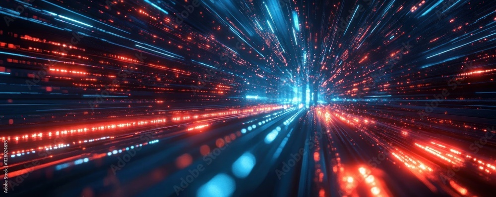 Fototapeta premium Futuristic Cyber Landscape for AI Data Transmission Digital Artwork Abstract Technology Design