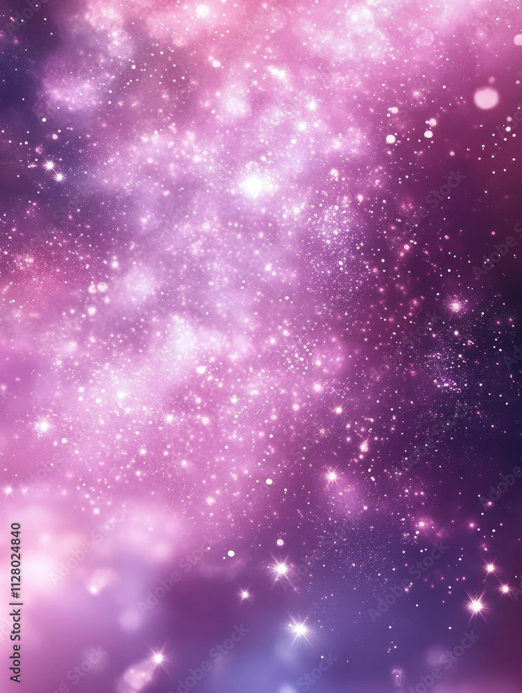 Obraz premium Dreamy Shimmering Abstract Background Soft Pastel Pink Lavender Glitter Stars Light