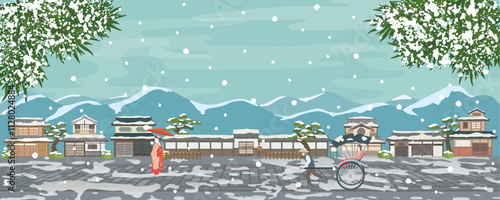 冬の町家の風景