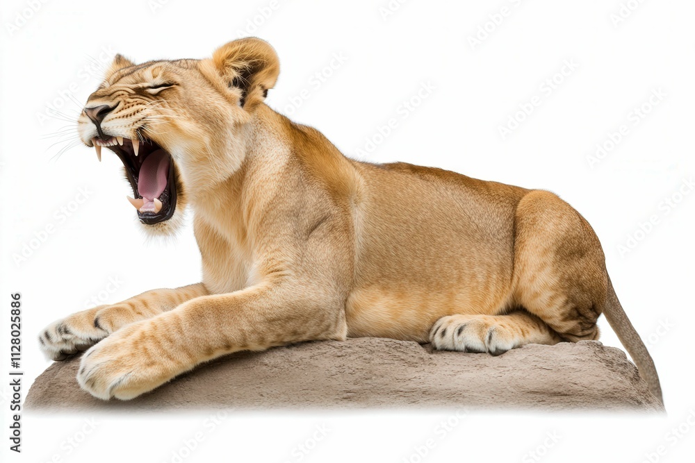 Lioness Yawning on Rocky Surface Lioness Yawning on Rocky Surface