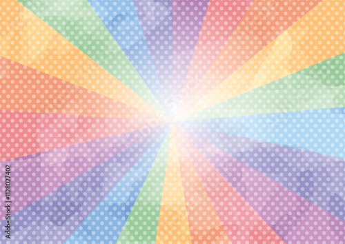 水彩風レインボー放射