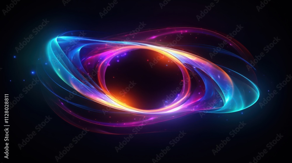Abstract swirling neon light forms a circular frame Abstract swirling neon light forms a circular frame
