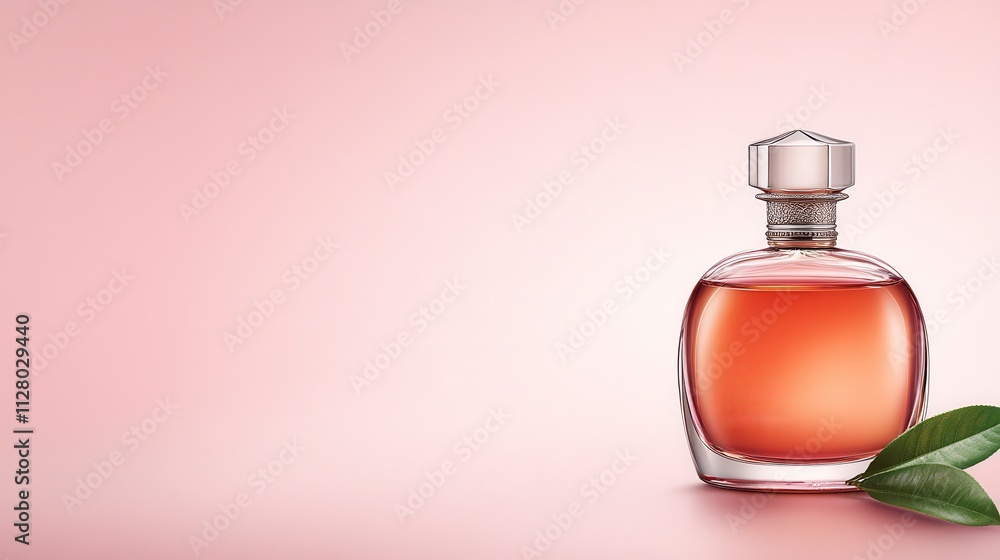 Elegant Perfume Bottle Amber Fragrance Pink Background Luxury Scent Still Life Elegant Perfume Bottle Amber Fragrance Pink Background Luxury Scent Still Life