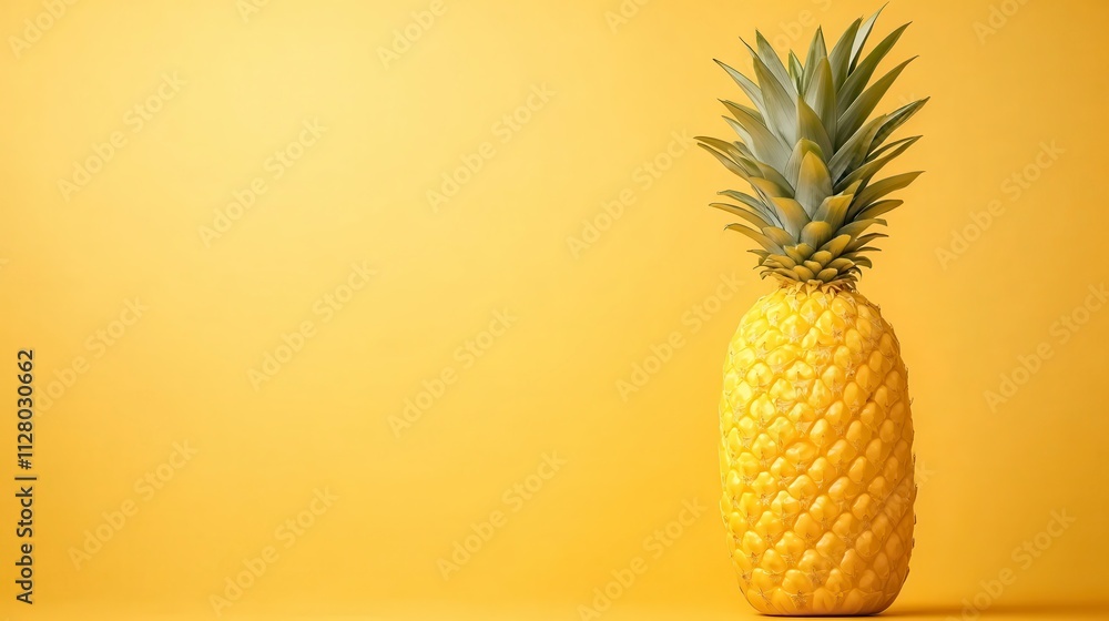 Ripe Pineapple on Yellow Background Summer Fruit Tropical Food Still Life Photography Ripe Pineapple on Yellow Background Summer Fruit Tropical Food Still Life Photography