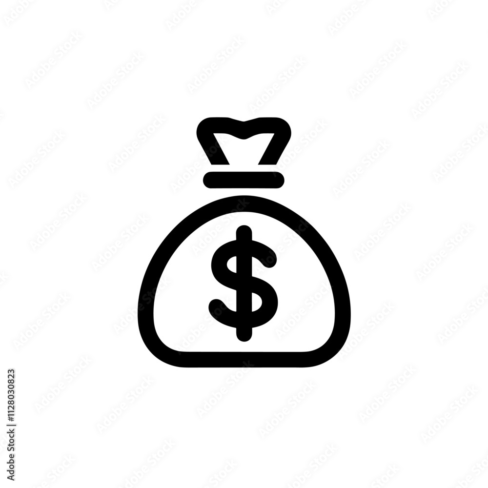 Money Bag Icon Depicting Financial Wealth, Cash Deposits, and Business Profits Money Bag Icon Depicting Financial Wealth, Cash Deposits, and Business Profits