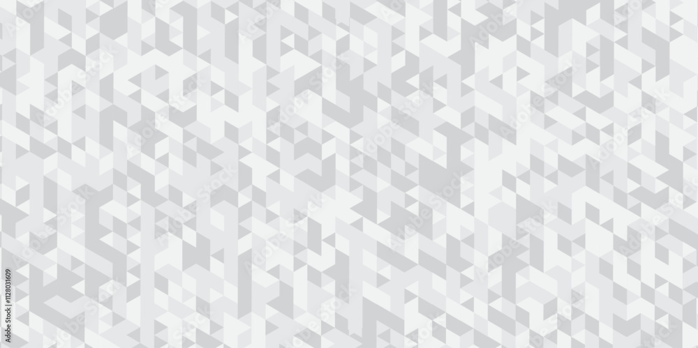 Abstract geometric white and gray background seamless mosaic and low polygon triangle texture wallpaper. Triangle shape retro wall grid pattern geometric ornament tile vector square element. Abstract geometric white and gray background seamless mosaic and low polygon triangle texture wallpaper. Triangle shape retro wall grid pattern geometric ornament tile vector square element.