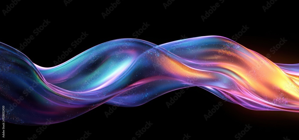 Obraz premium Futuristic Abstract Wavy Design Iridescent Background 3D Render