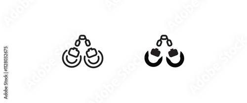 Handcuffs icon vector, sign, symbol, logo, illustration, editable stroke, flat design style isolated on white