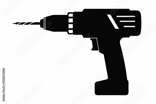 Electric drill machine silhouette, drill silhouette, Drill icon vector illustration