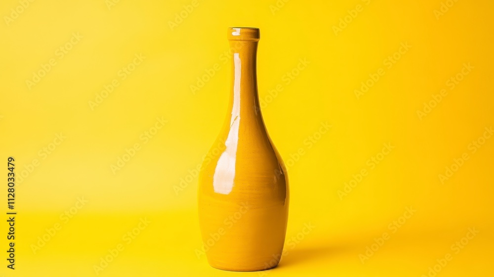 Yellow Ceramic Bottle Minimalist Home Decor Studio Shot Yellow Ceramic Bottle Minimalist Home Decor Studio Shot