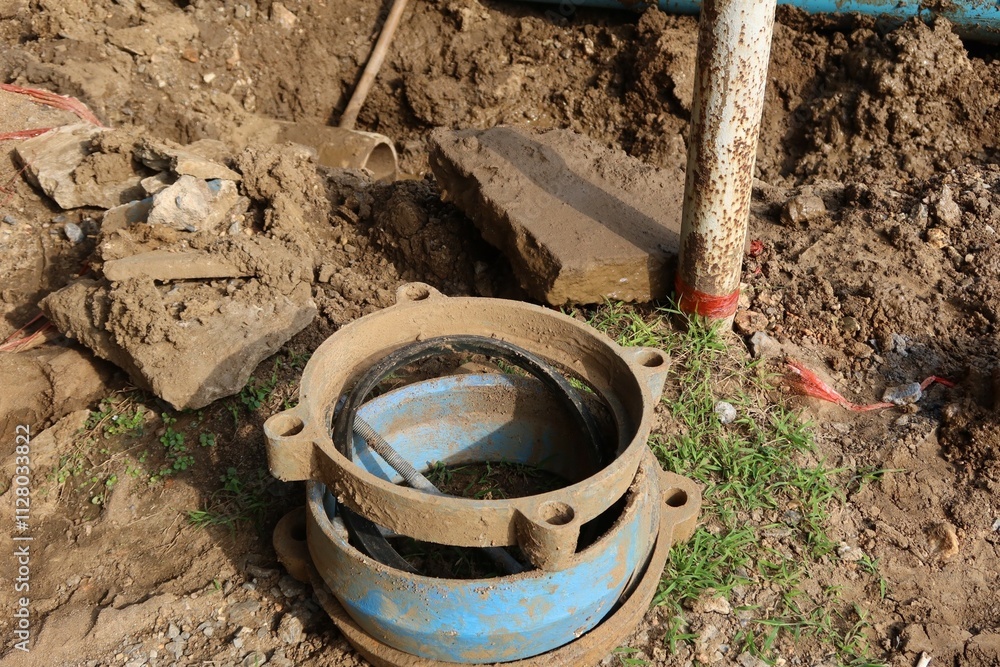 sewer repair Place a drain in the ground. sewer repair Place a drain in the ground.