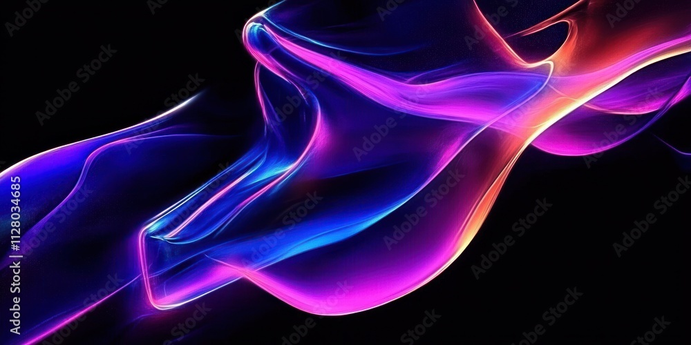 Naklejka premium Dynamic Abstract Composition with Fluid Shapes and Neon Lights