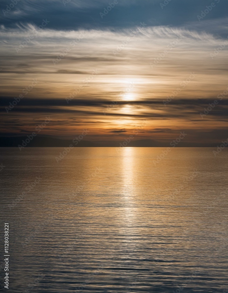 Fototapeta premium Sunset over the calm sea. majestic atmosphere