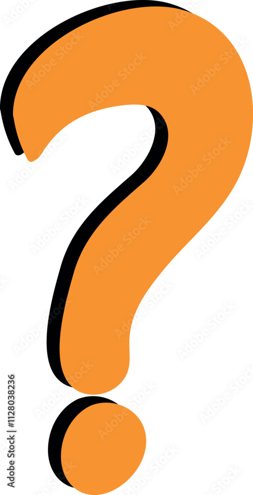 Orange Question Mark Symbol with 3D Effect Orange Question Mark Symbol with 3D Effect