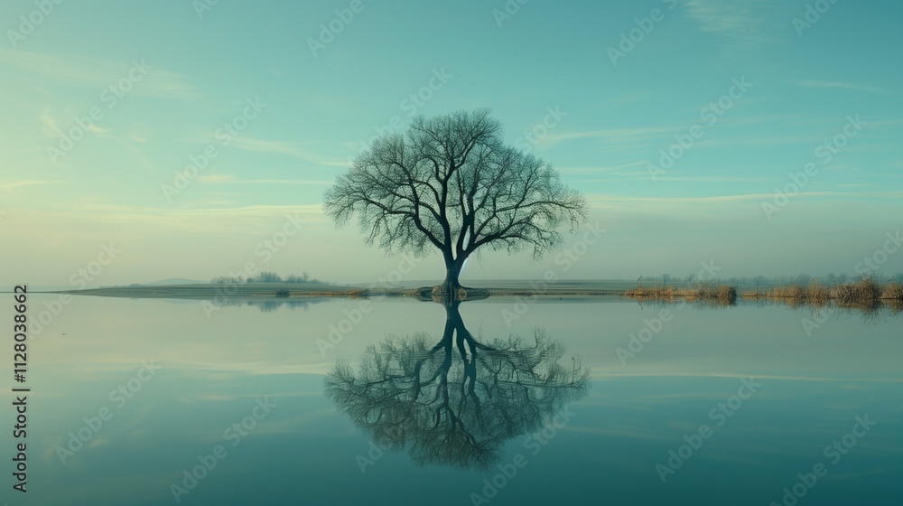 Misty mornings and majestic trees. Nature's artistry at its finest. ai generaed Misty mornings and majestic trees. Nature's artistry at its finest. ai generaed