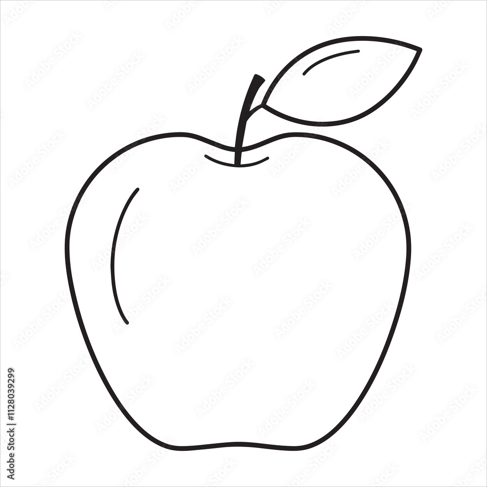 Apple silhouette line art illustration. Apple silhouette line art illustration.