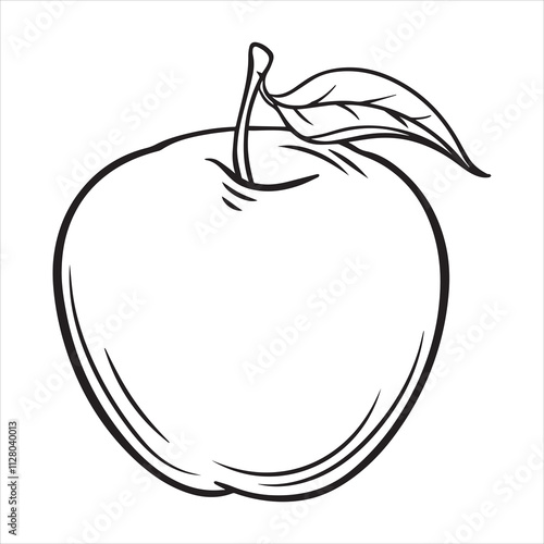  Apple silhouette line art illustration.