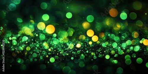 Vibrant Green Bokeh Lights Ethereal Atmosphere Soft Diffused Lighting Abstract Composition