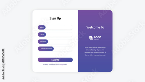 Registration form online, Website ui concept, User interface template.